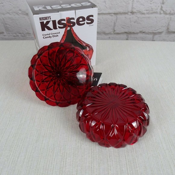 Godinger Accents New Hersheys Kiss Candy Dish Red Crystal Godinger
